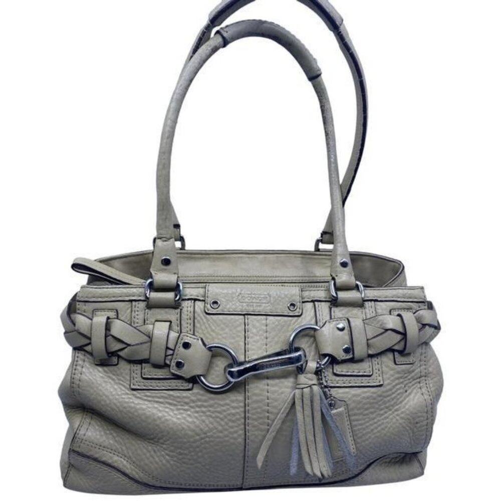 coach medium beige leather shoulder bag